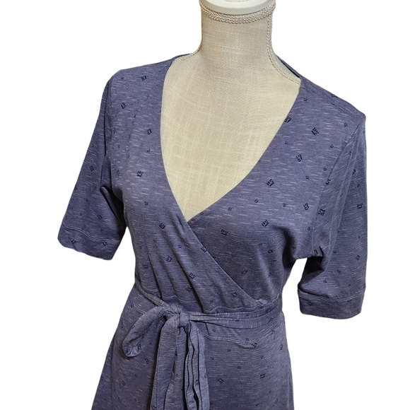 TODD & CO Cue Cafe Wrap Sleeveless Midi Dress Womens Medium Blue Heather Eco - Picture 3 of 15